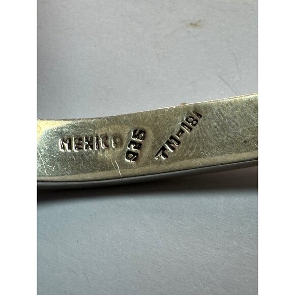 Estate Sterling Silver 925 Malachite Inlay Bangle Bracelet Hinged 6” 46.6g Mexic - Picture 5 of 8